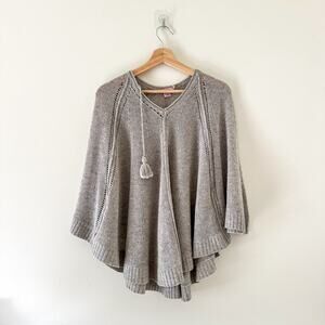 Calypso St. Barth Cashmere V-Neck Asymmetric Hem Poncho Sweater XS